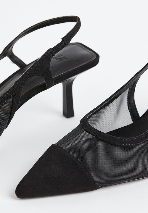 H&M - Mesh-detail slingbacks - black