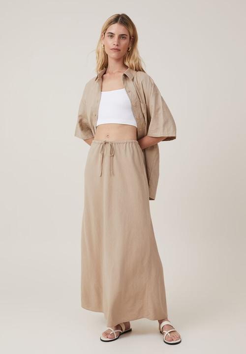 Cotton On - Haven maxi slip skirt - mid taupe