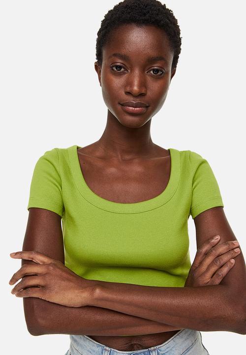 H&M - Ribbed cotton top - lime green