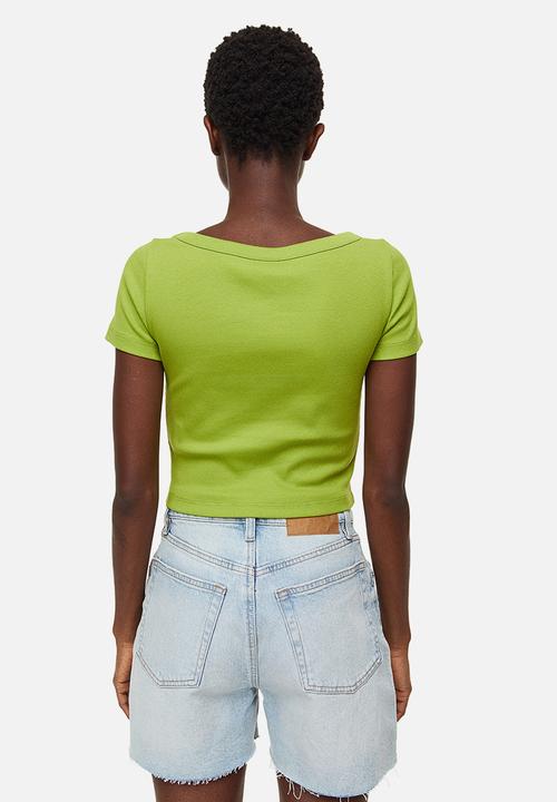 H&M - Ribbed cotton top - lime green