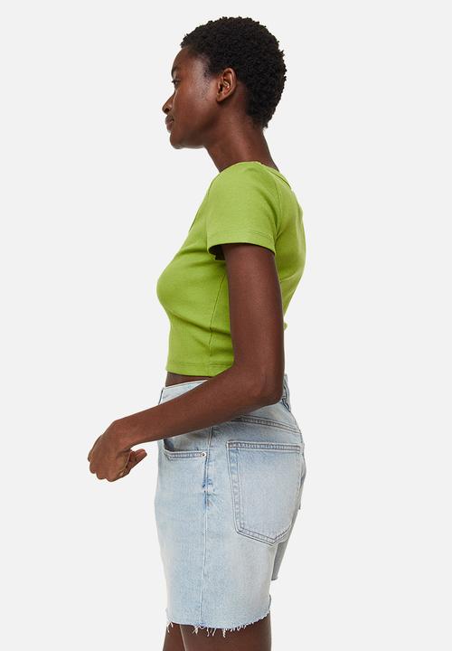 H&M - Ribbed cotton top - lime green