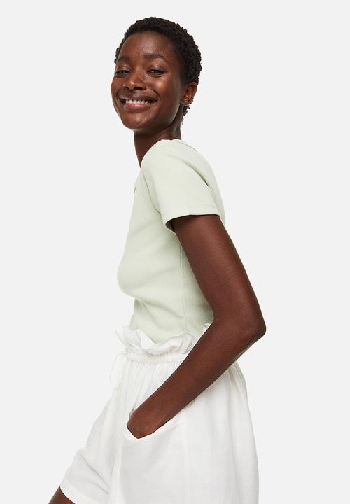 H&M - Fitted ribbed top - light green