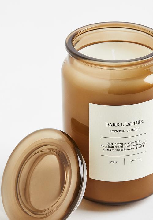 H&M - Scented candle in a glass jar - beige/dark leather 