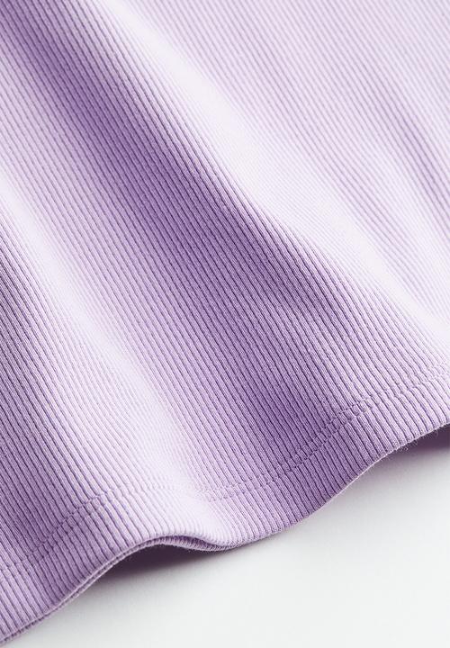 H&M - Fitted ribbed top - light purple 