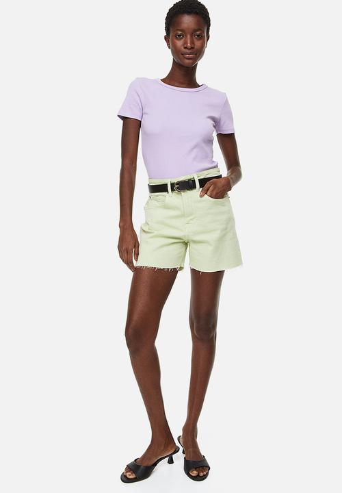 H&M - Fitted ribbed top - light purple 
