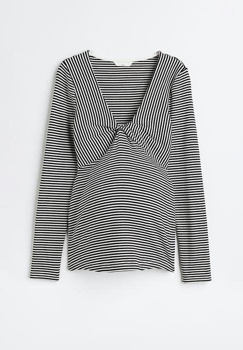 H&M - Mama knot-detail top - black/striped