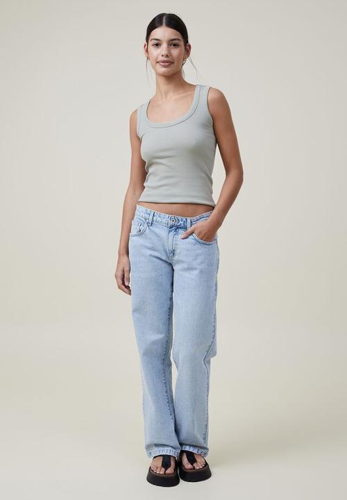 Cotton On - The one organic rib scoop tank - desert sage