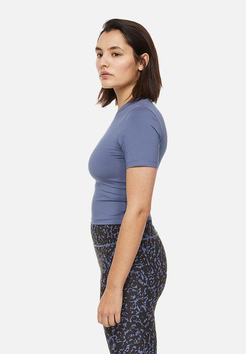 H&M - Drymove™ cropped sports top - pigeon blue