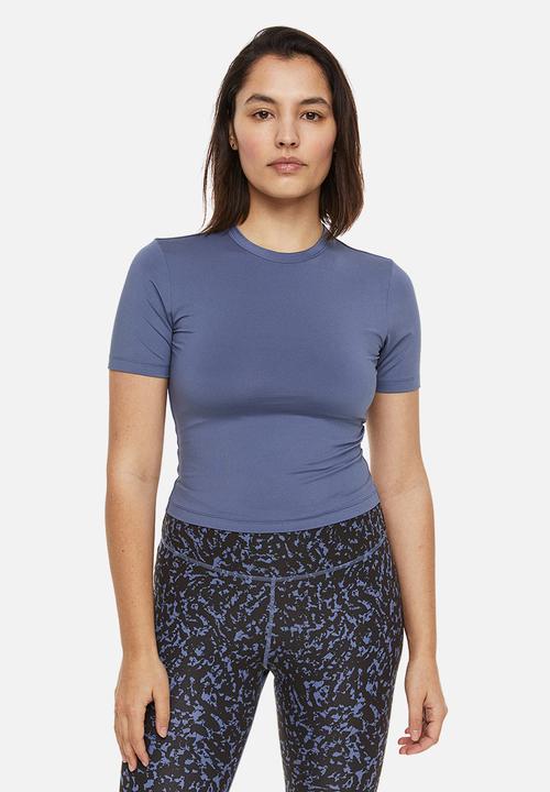 H&M - Drymove™ cropped sports top - pigeon blue