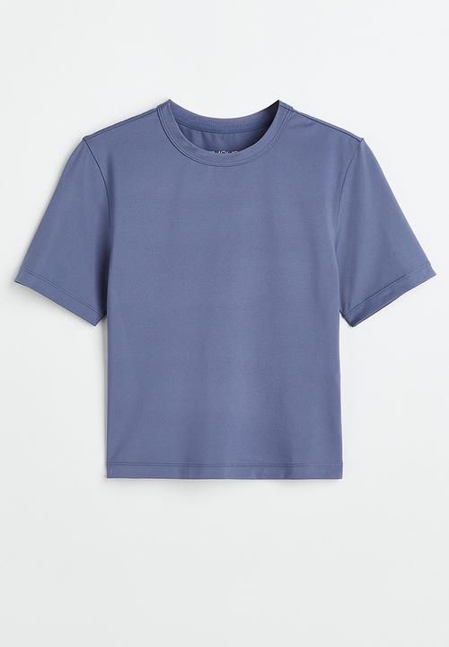 H&M - Drymove™ cropped sports top - pigeon blue