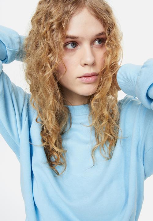 H&M - Cropped sweatshirt - light blue