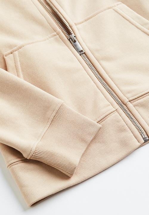 H&M - Fitted zip-through hoodie - beige