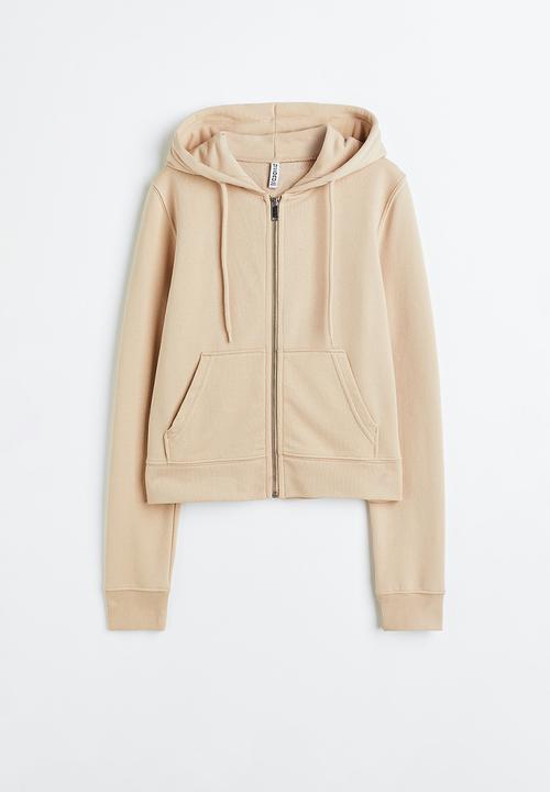 H&M - Fitted zip-through hoodie - beige
