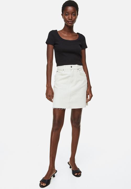 H&M - Ribbed cotton top - black