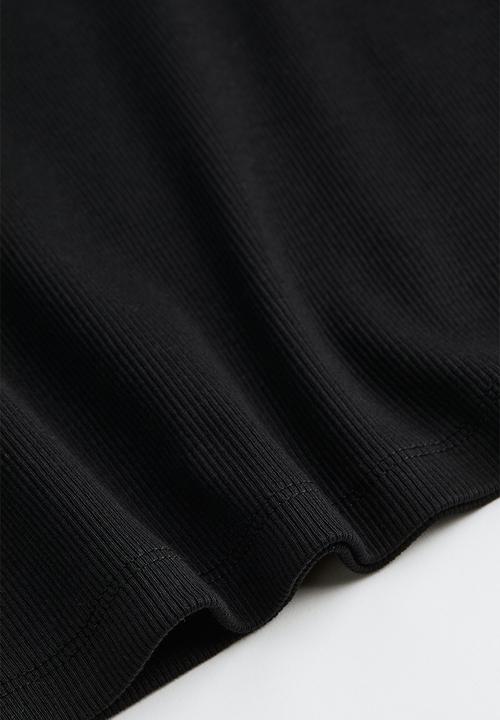 H&M - Ribbed cotton top - black