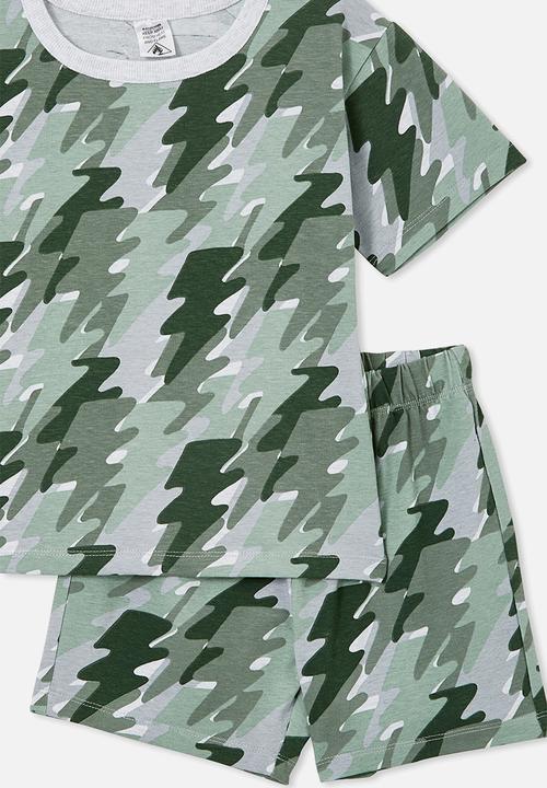 Cotton On - Felix short sleeve pyjama set - swag green/lightning bolt camo