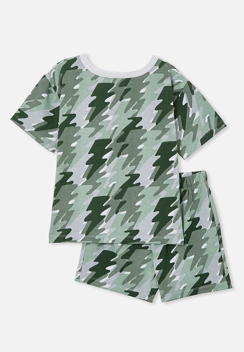 Cotton On - Felix short sleeve pyjama set - swag green/lightning bolt camo