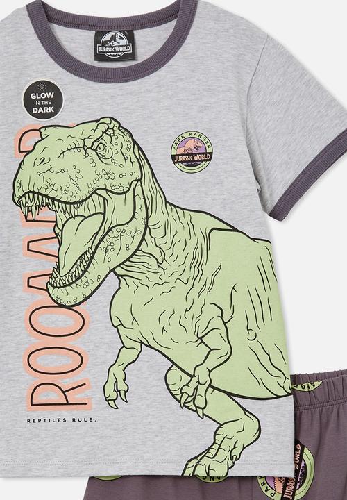 Cotton On - Felix short sleeve pyjama set license - lcn uni cloud marle/jurassic park roarrr