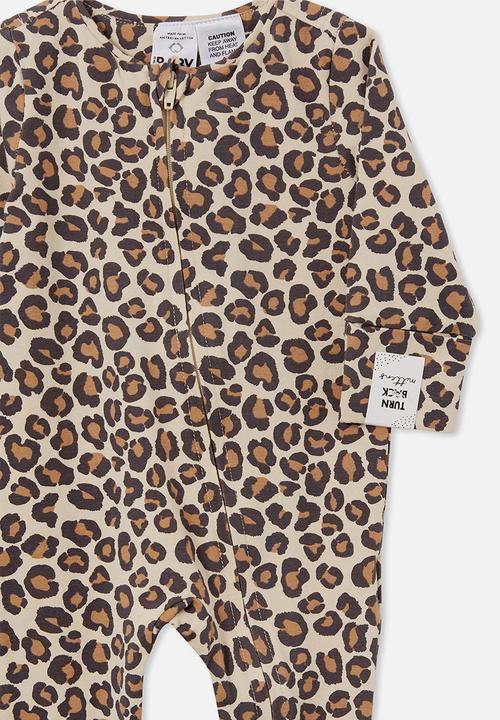 Cotton On - The long sleeve zip romper - rainy day/leo leopard