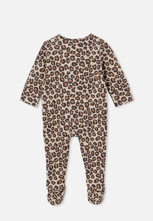 Cotton On - The long sleeve zip romper - rainy day/leo leopard
