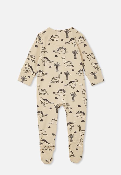 Cotton On - The long sleeve zip romper - rainy day/dino desert