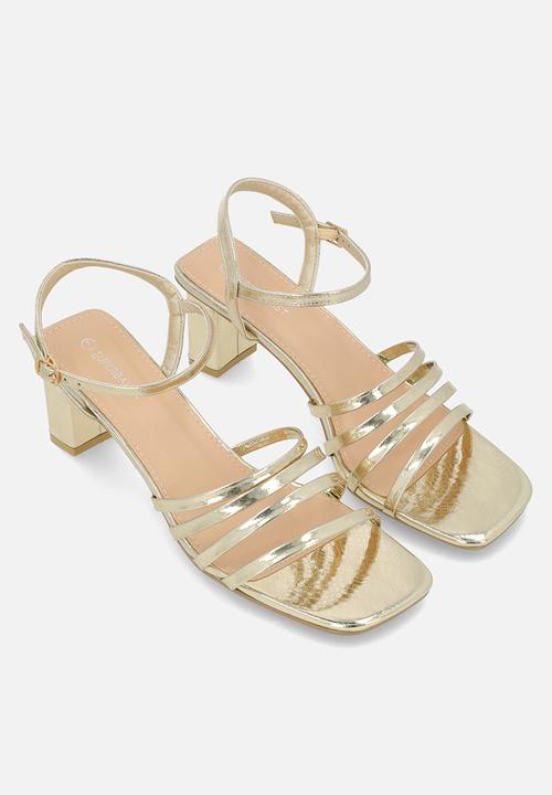 edit - Lena anklestrap block heel - gold