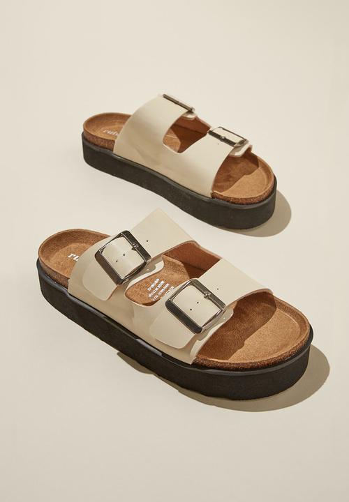 Cotton On - Rex flatform buckle slide - ecru