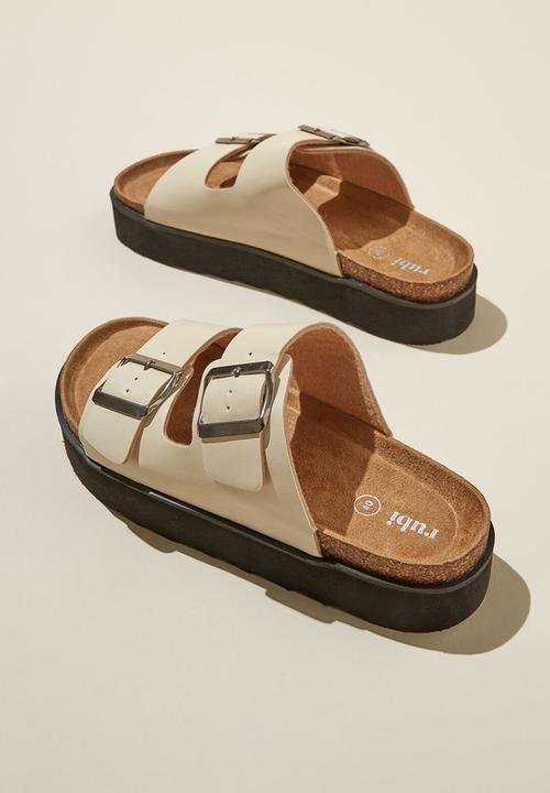 Cotton On - Rex flatform buckle slide - ecru