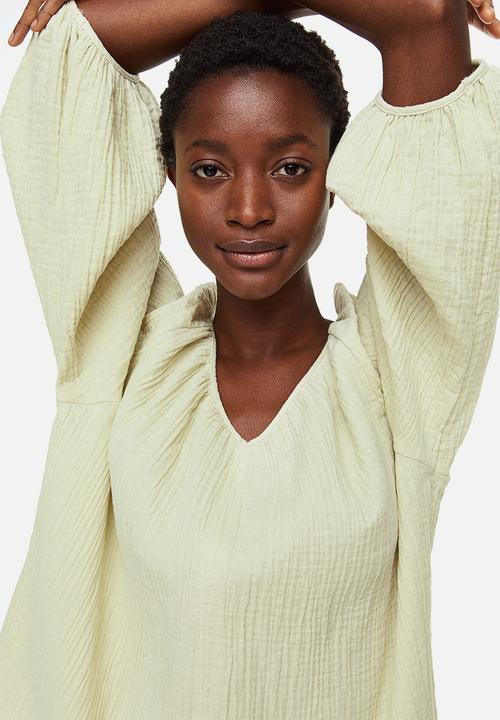 H&M - Crinkled blouse - green