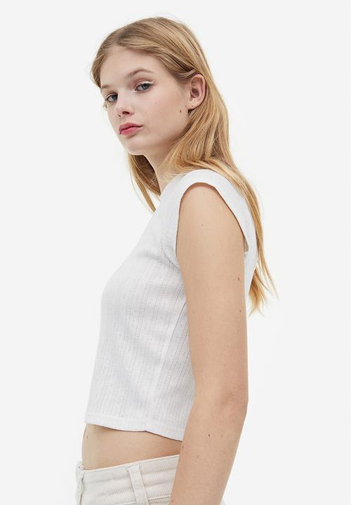 H&M - Pointelle jersey top - white