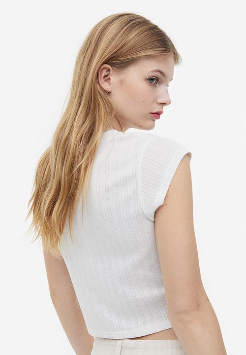 H&M - Pointelle jersey top - white