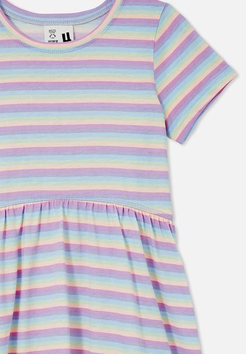 Cotton On - Freya short sleeve dress - rainbow stripe