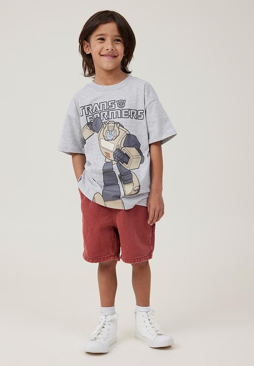 Cotton On - License drop shoulder short sleeve tee - lcn has fog grey marle/transformers