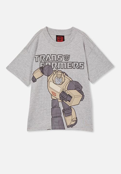 Cotton On - License drop shoulder short sleeve tee - lcn has fog grey marle/transformers