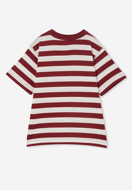 Cotton On - The essential short sleeve tee - noir grape/vanilla stripe