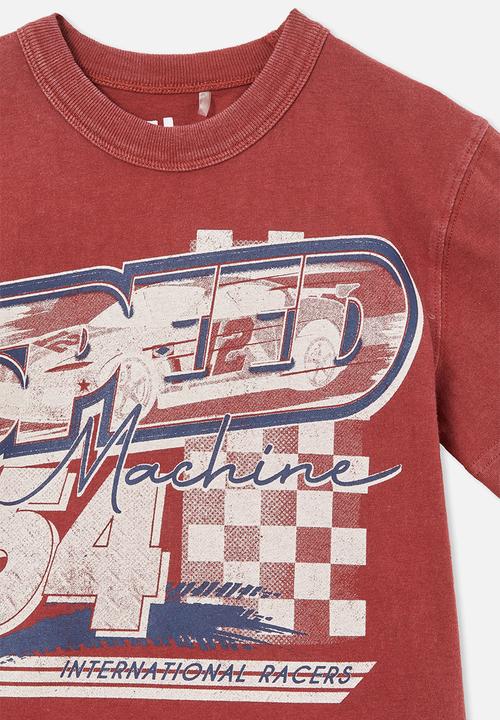 Cotton On - Jonny short sleeve print tee - henna/speed machine