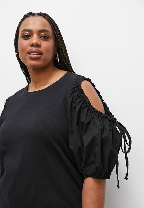 Superbalist - Contrast cut out tee - black