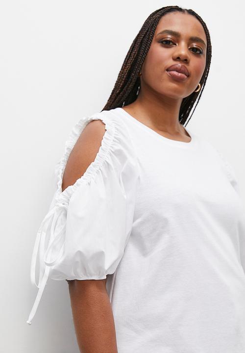 Superbalist - Contrast cut out tee - white
