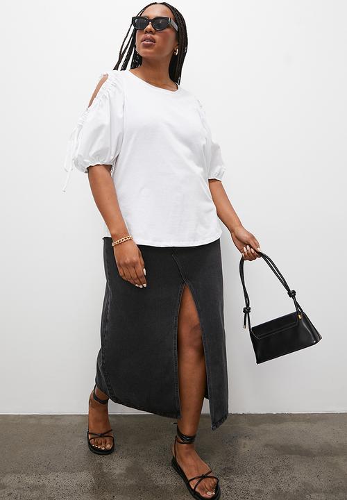 Superbalist - Contrast cut out tee - white