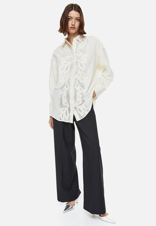 H&M - Embroidered shirt - cream