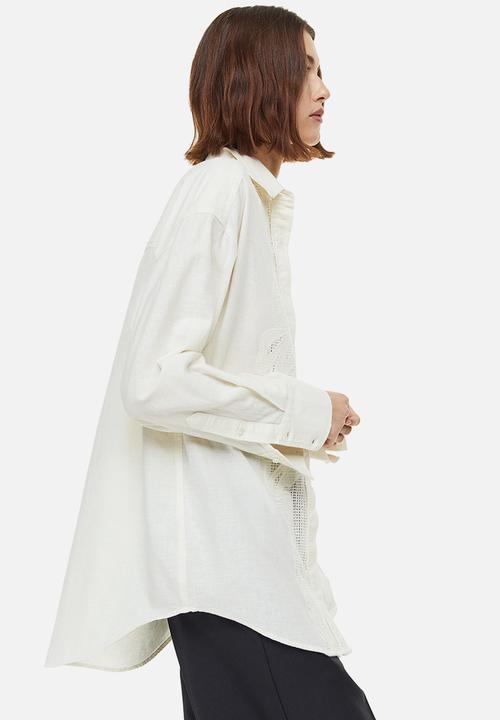 H&M - Embroidered shirt - cream