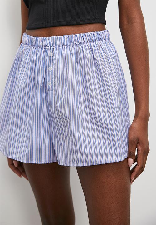 Superbalist - Easy fit woven sleep short - pink & blue stripe