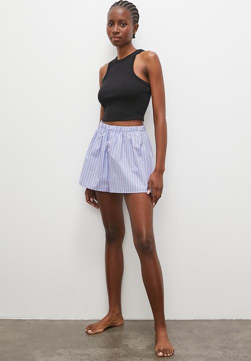 Superbalist - Easy fit woven sleep short - pink & blue stripe