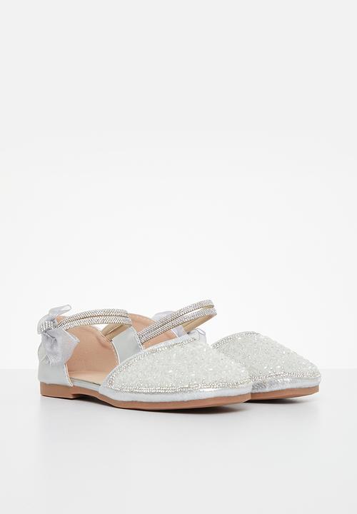 Pop Candy - Girls side closure with bow detail - silver grey