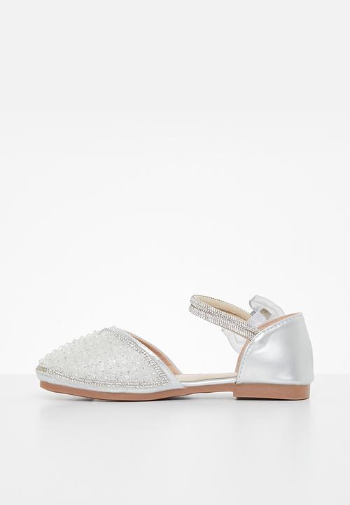 Pop Candy - Girls side closure with bow detail - silver grey