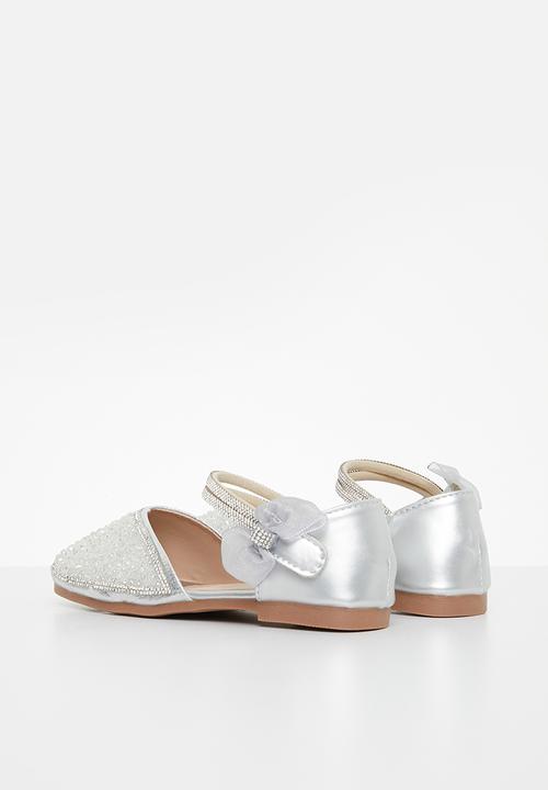 Pop Candy - Girls side closure with bow detail - silver grey