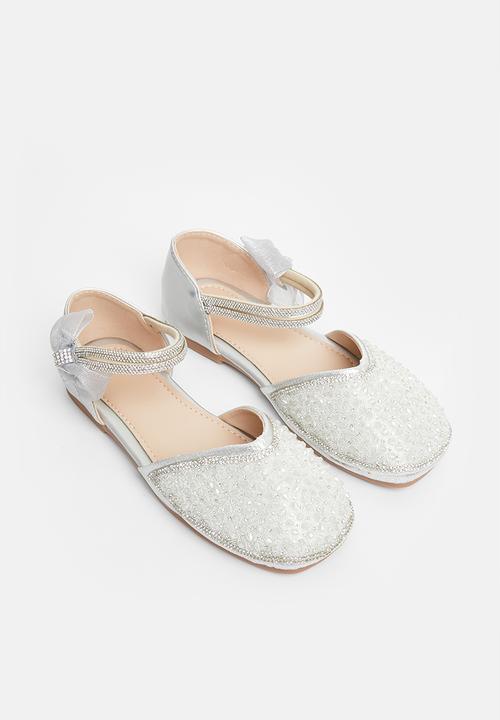 Pop Candy - Girls side closure with bow detail - silver grey
