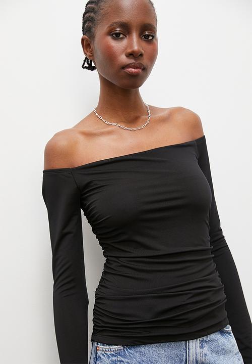 Superbalist - Ruched off the shoulder top - black