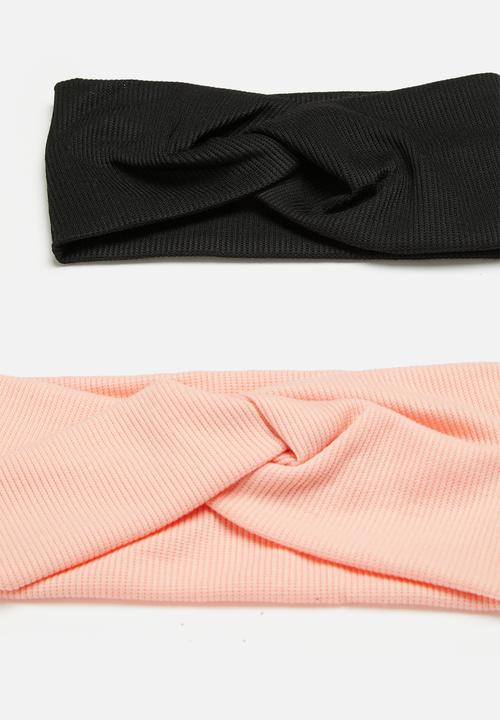 Pop Candy - 2 Pack baby girls headbands - pink & black