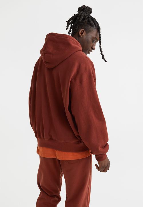 H&M - Oversized fit cotton hoodie - rust red